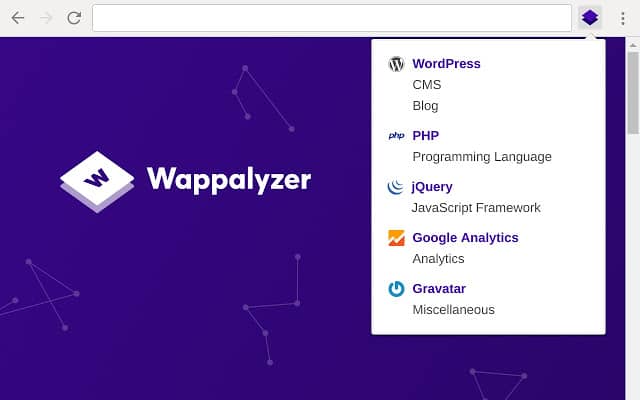 Wappalyzer　Chrome拡張機能